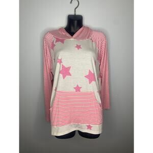 E Luna Pink & White Hooded Lightweight Stars & Stripes Women's 1x